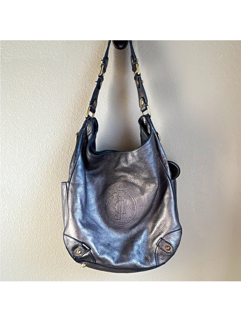 Vintage Juicy Couture Metallic Leather Hobo Shoulder Bag Y2K Charm